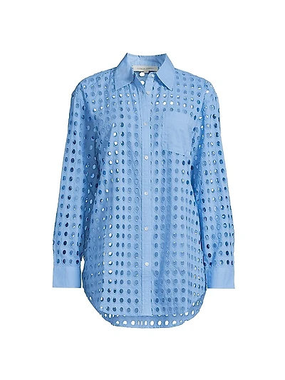The Oxford Eyelet Cotton Long-Sleeve Top