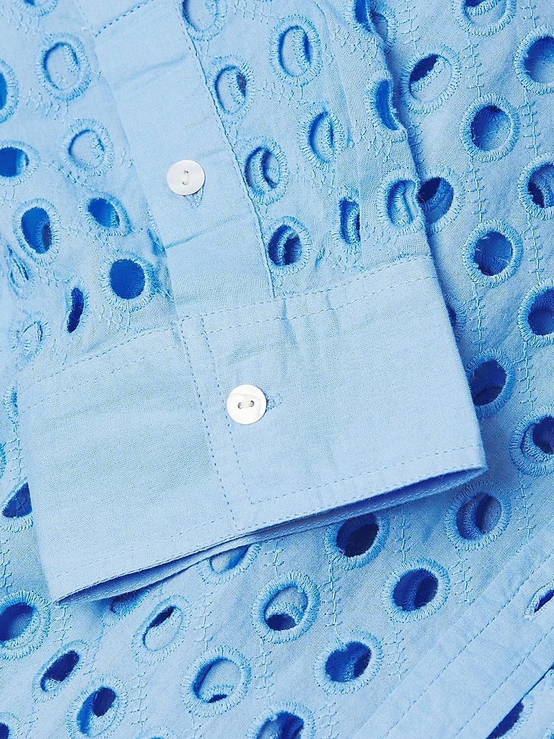 The Oxford Eyelet Cotton Long-Sleeve Top