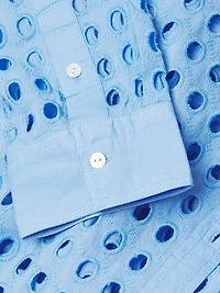 The Oxford Eyelet Cotton Long-Sleeve Top