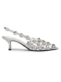 Grid 50MM Leather Slingback Pumps