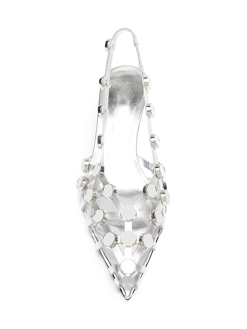 Grid 50MM Leather Slingback Pumps
