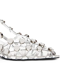 Grid 50MM Leather Slingback Pumps