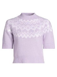 Sequin Fair Isle-Style Short-Sleeve Sweater