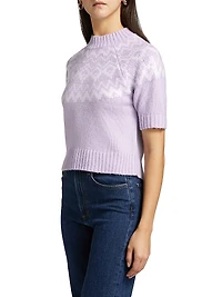 Sequin Fair Isle-Style Short-Sleeve Sweater