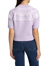 Sequin Fair Isle-Style Short-Sleeve Sweater