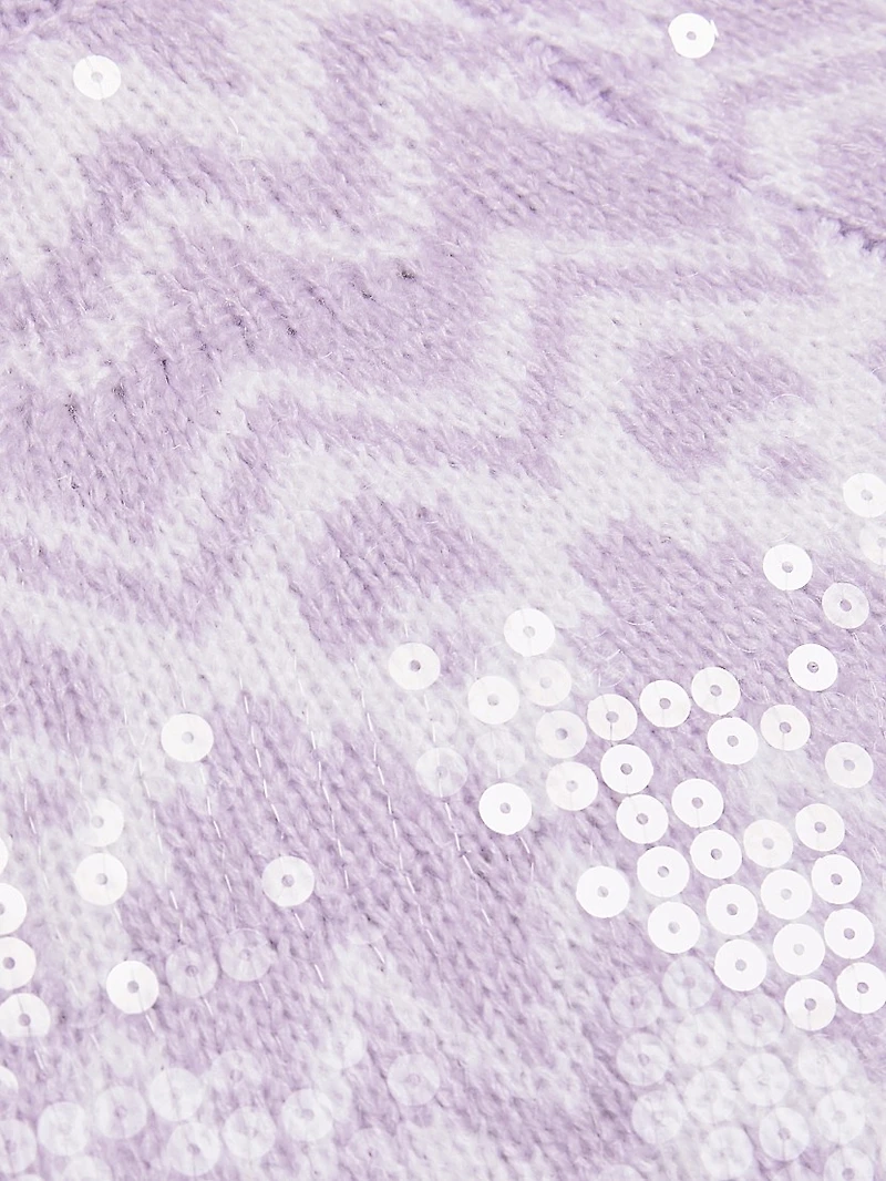 Sequin Fair Isle-Style Short-Sleeve Sweater
