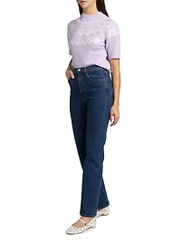 Sequin Fair Isle-Style Short-Sleeve Sweater