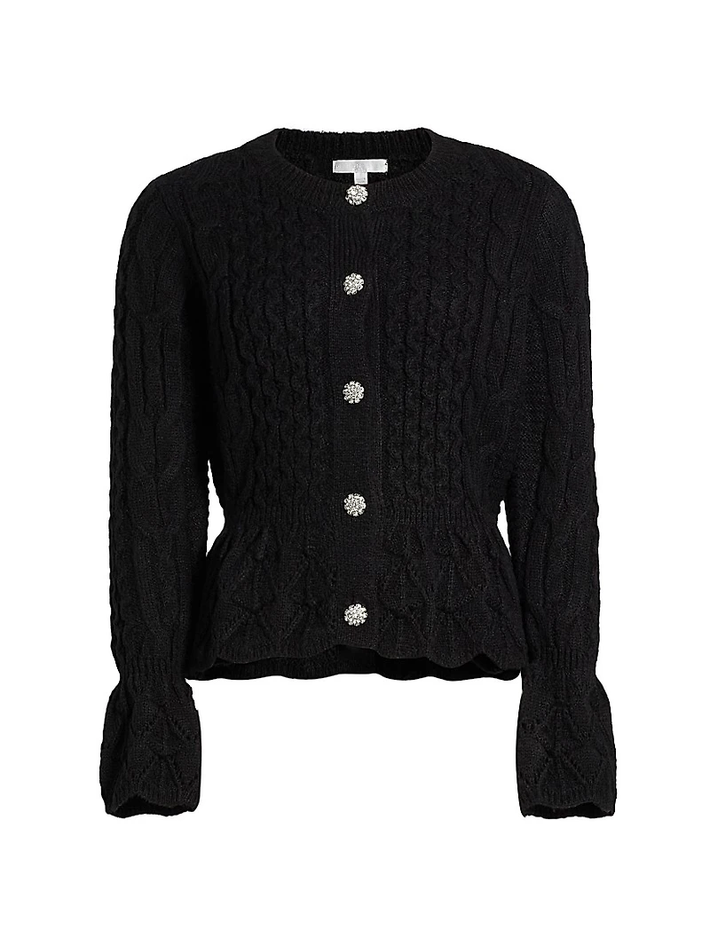 Cable-Knit Crewneck Cardigan