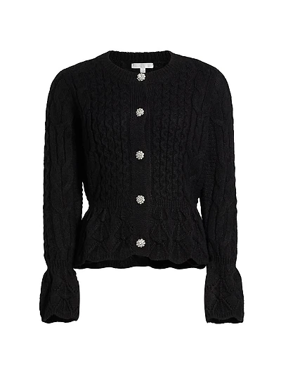 Cable-Knit Crewneck Cardigan