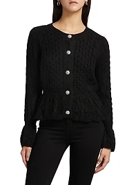 Cable-Knit Crewneck Cardigan