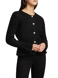 Cable-Knit Crewneck Cardigan