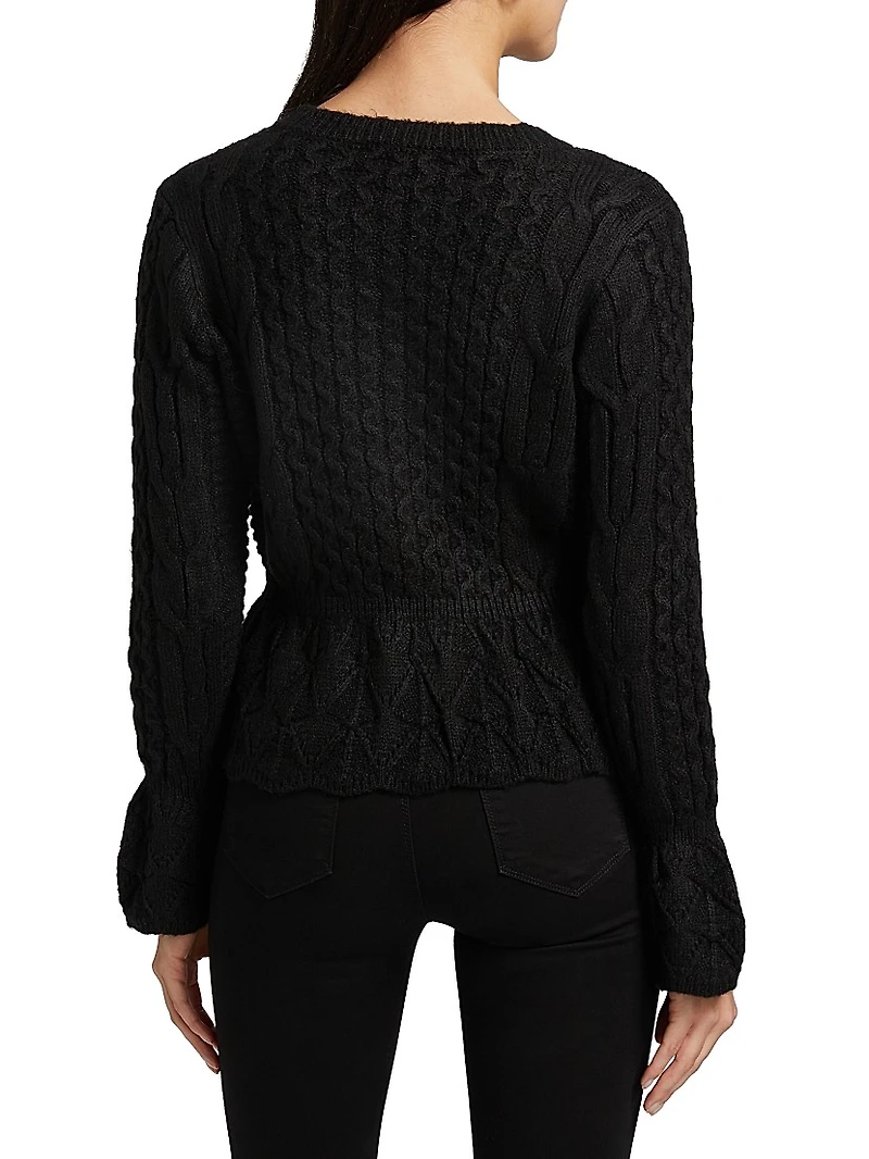 Cable-Knit Crewneck Cardigan