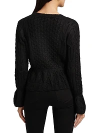 Cable-Knit Crewneck Cardigan