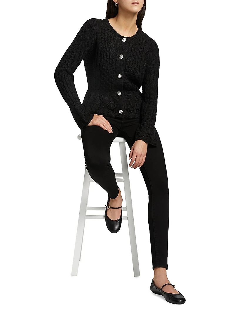 Cable-Knit Crewneck Cardigan