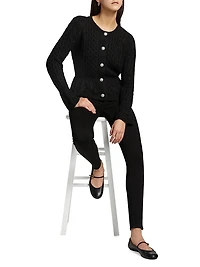 Cable-Knit Crewneck Cardigan