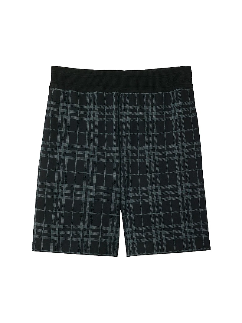 Check Relaxed Fit Stretch Cotton Shorts