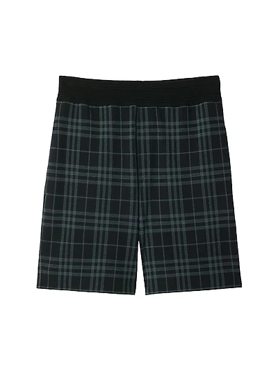 Check Relaxed Fit Stretch Cotton Shorts