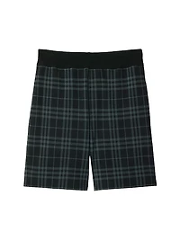 Check Relaxed Fit Stretch Cotton Shorts