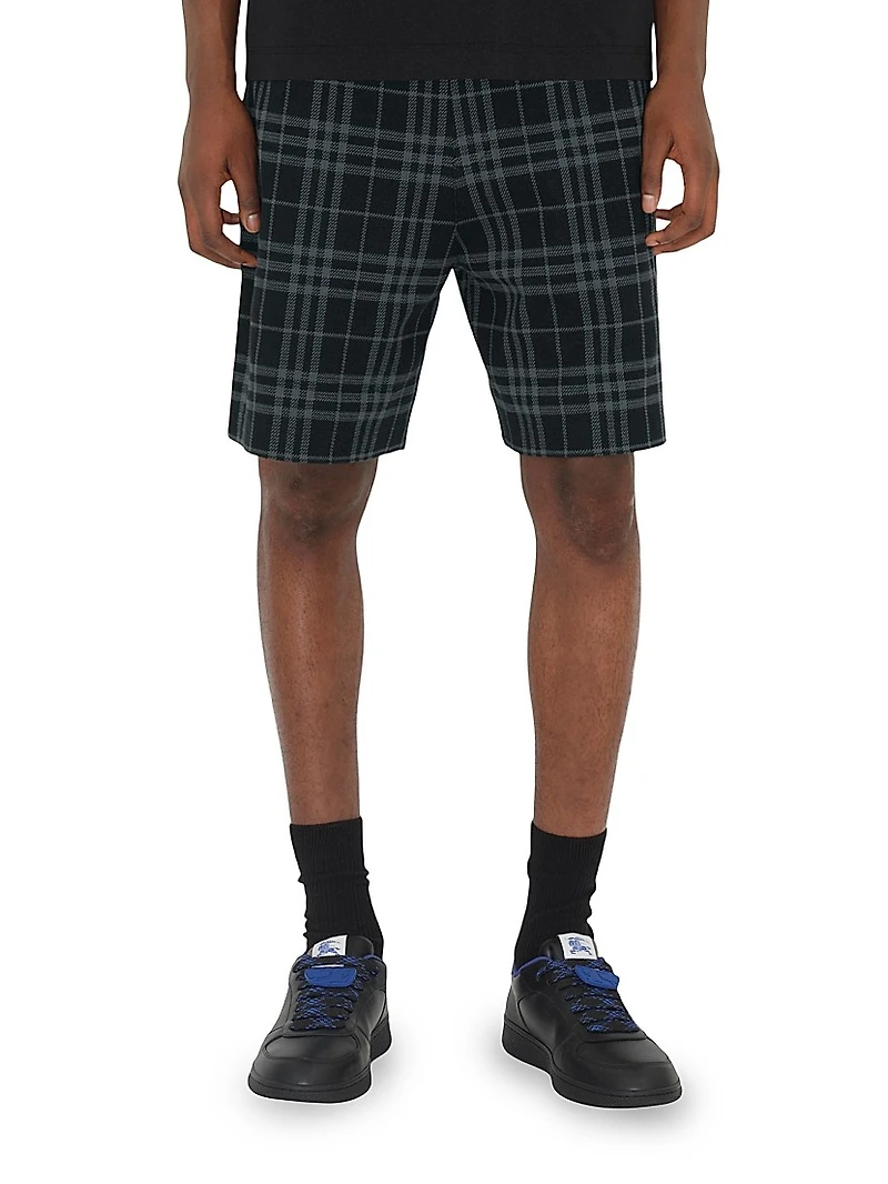 Check Relaxed Fit Stretch Cotton Shorts