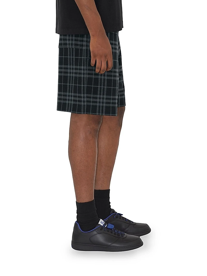Check Relaxed Fit Stretch Cotton Shorts