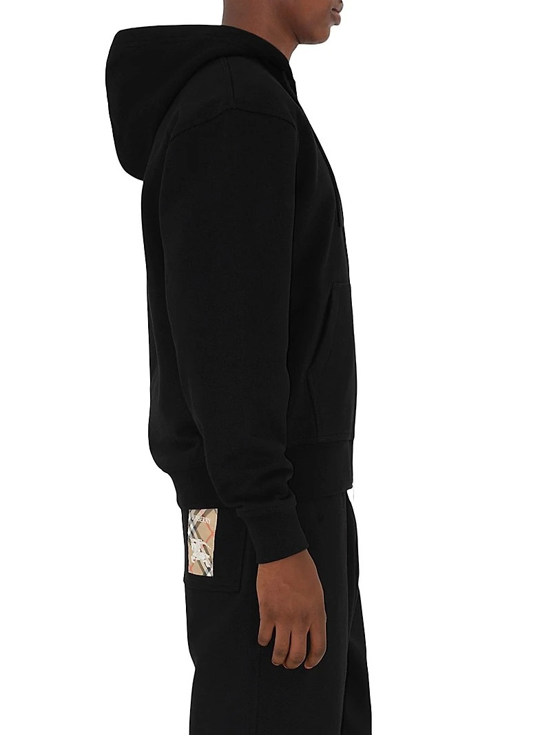 Check Label Cotton Full-Zip Hoodie