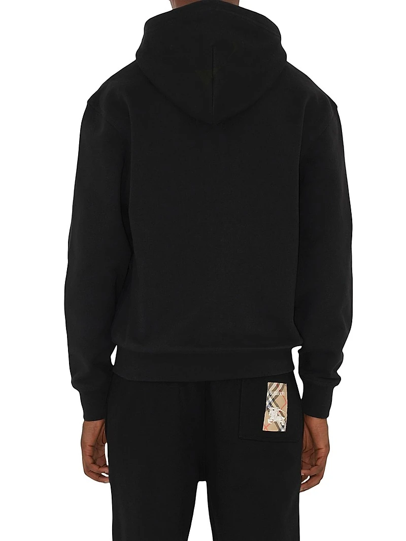 Check Label Cotton Full-Zip Hoodie
