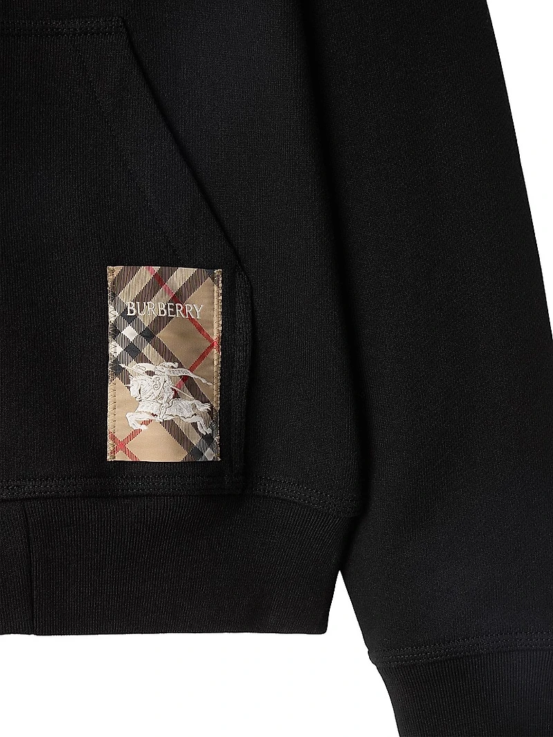 Check Label Cotton Full-Zip Hoodie