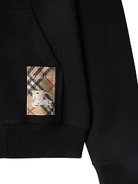 Check Label Cotton Full-Zip Hoodie