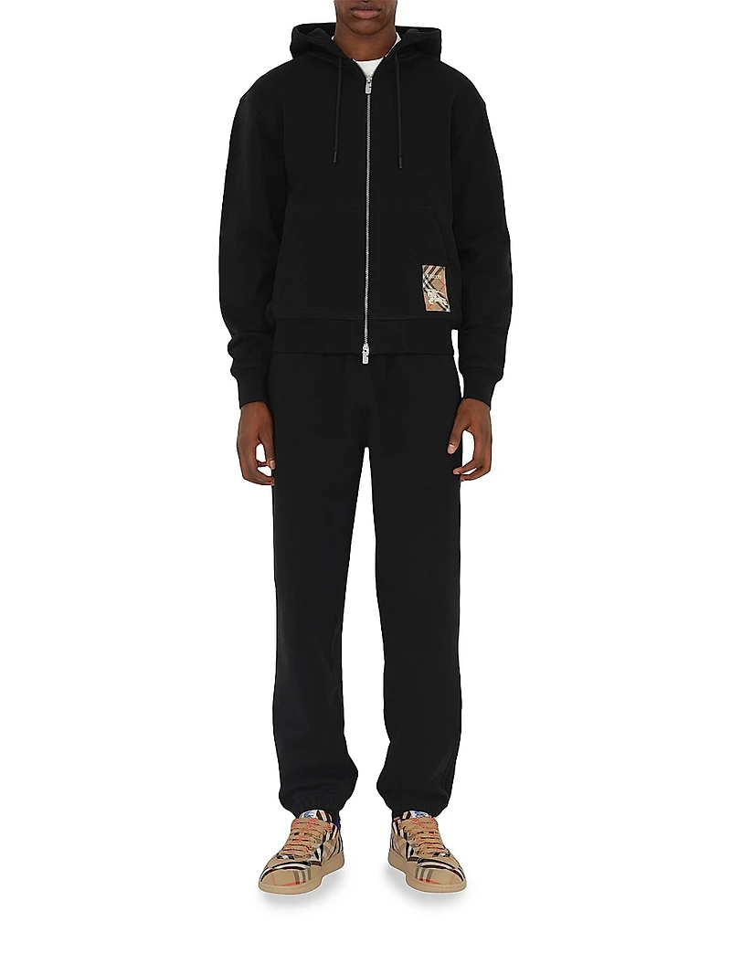 Check Label Cotton Full-Zip Hoodie