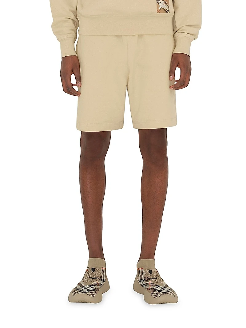 Check Label Cotton Shorts