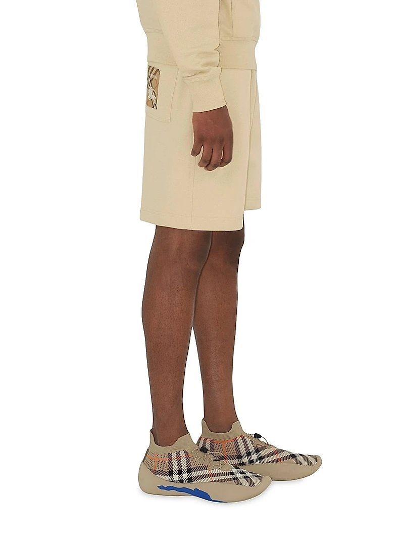 Check Label Cotton Shorts