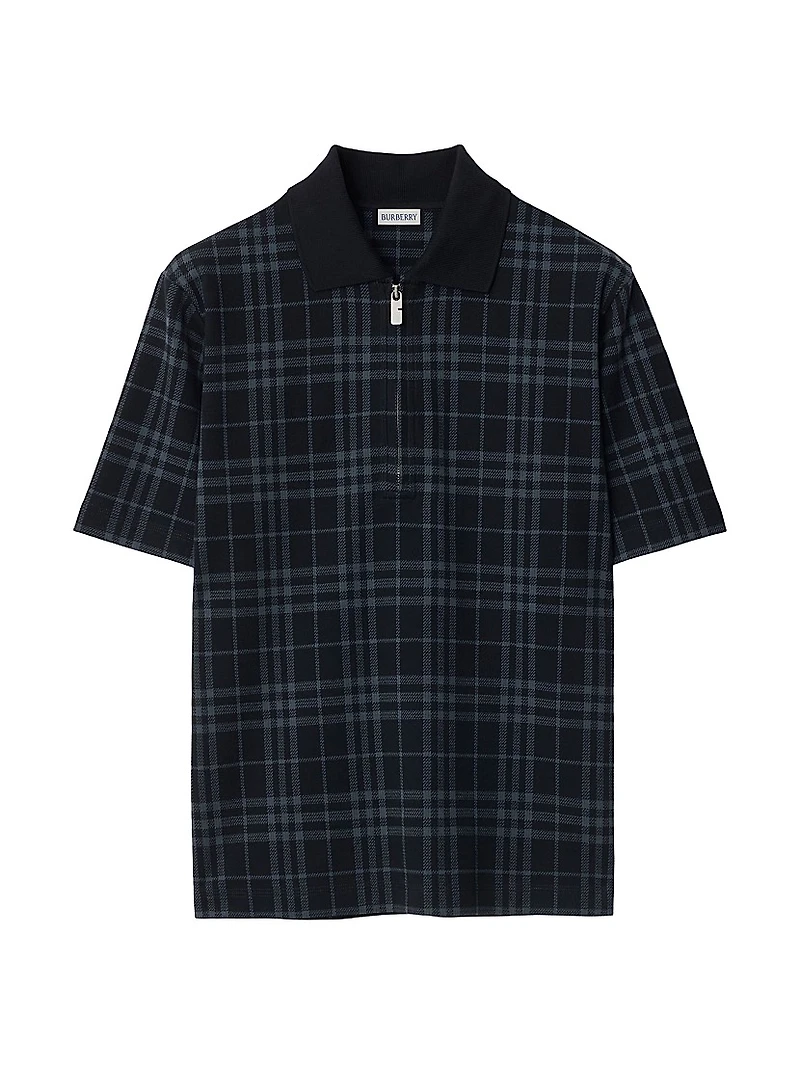 Check Quarter-Zip Polo Shirt