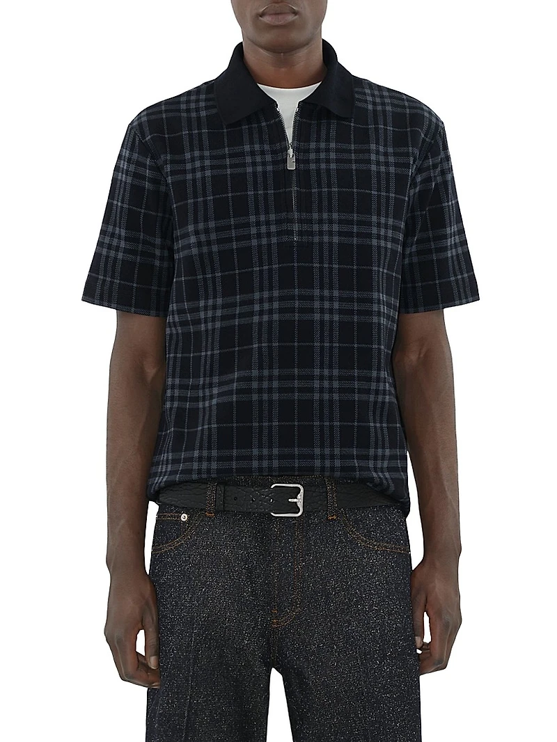 Check Quarter-Zip Polo Shirt