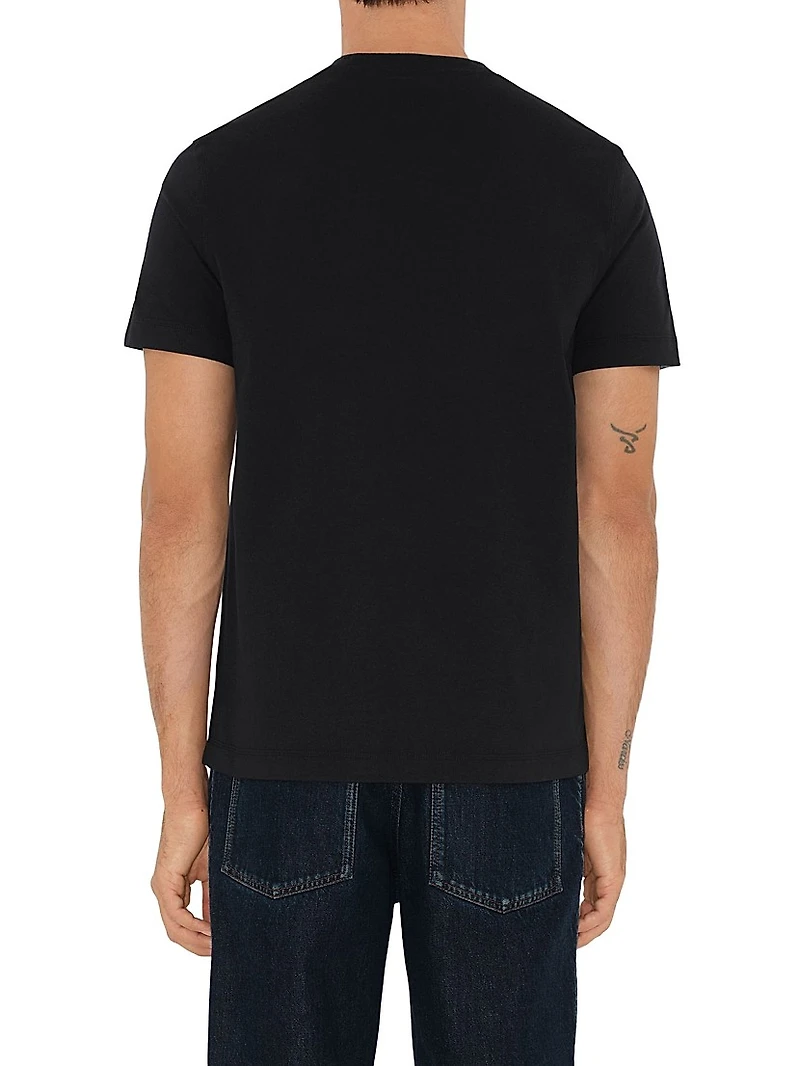 Check Label Cotton Crewneck T-Shirt