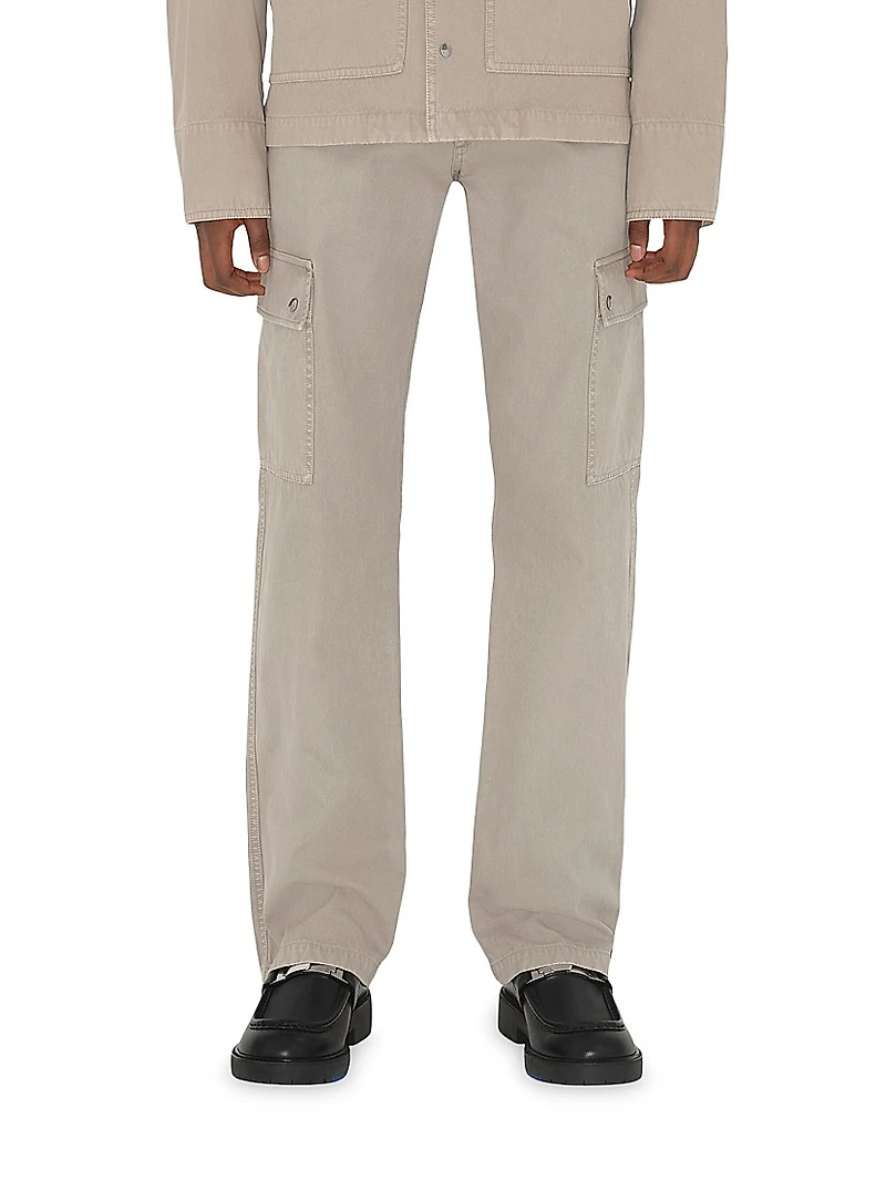 Cotton Mid-Rise Straight-Leg Cargo Pants