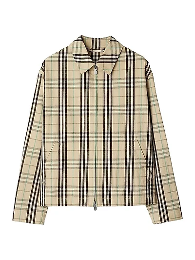 Harrington Check Cotton Zip-Front Jacket