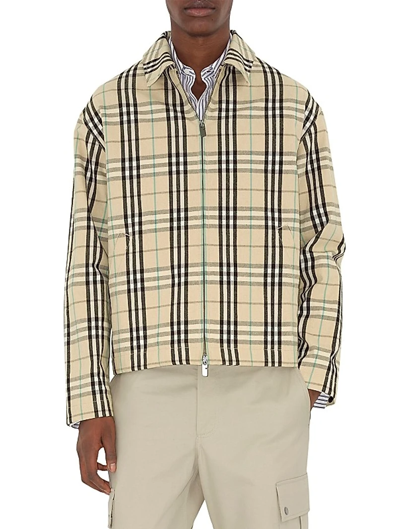 Harrington Check Cotton Zip-Front Jacket