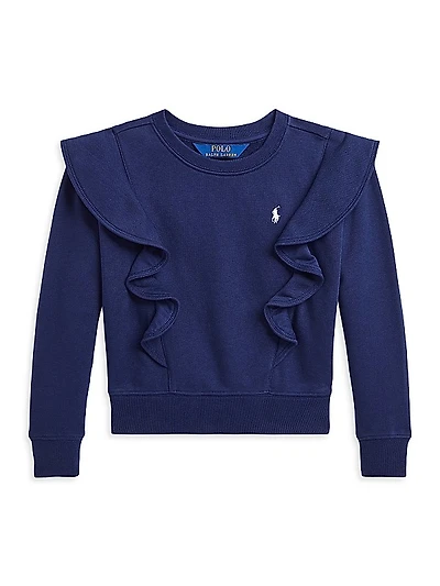 Little Girl's & Girl's Ruffled Terry Crewneck Sweatshirt