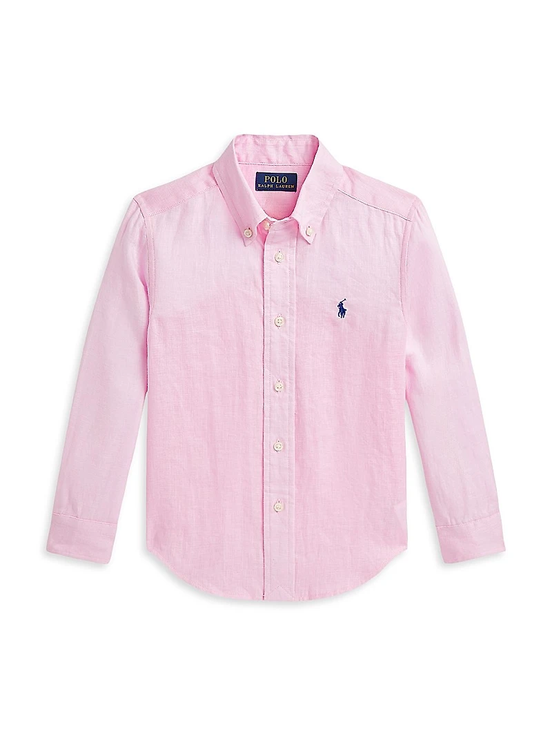 Little Boy's & Linen Button-Up Shirt