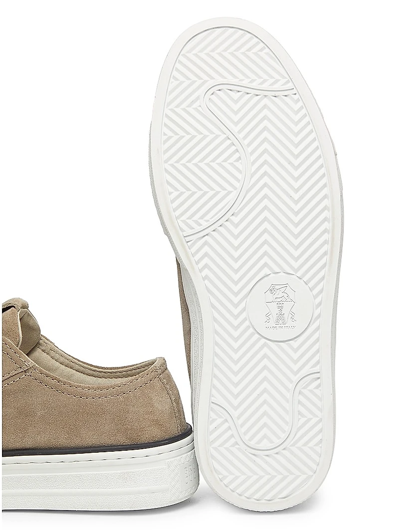 Monili-Embellished Suede Slip-On Sneakers