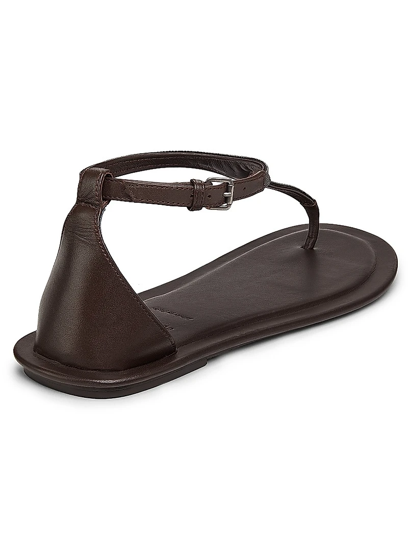 Monili Leather T-Strap Sandals