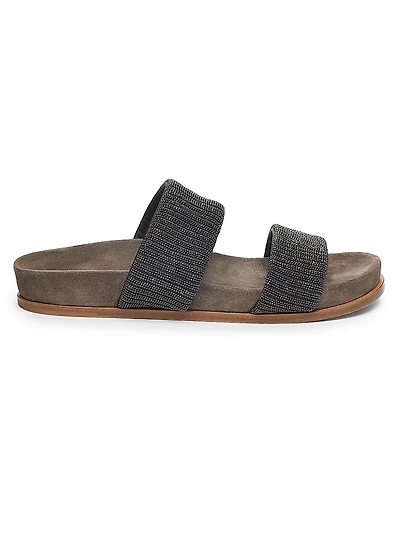 Monili-Embellished Cotton Slippers