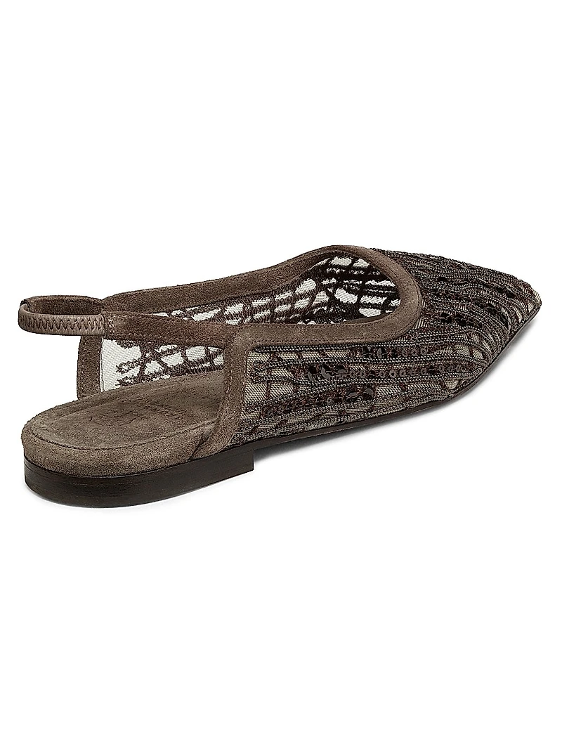 Monili & Sequin- Embellished Slingback Ballet Flats