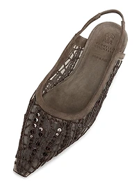 Monili & Sequin- Embellished Slingback Ballet Flats