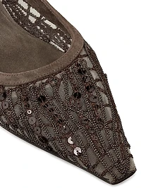 Monili & Sequin- Embellished Slingback Ballet Flats