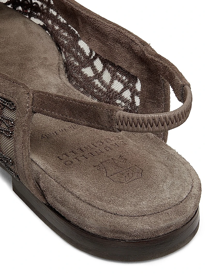 Monili & Sequin- Embellished Slingback Ballet Flats