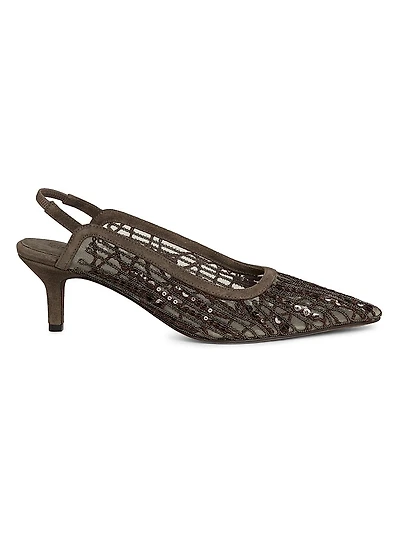 50MM Mesh Slingback Pumps