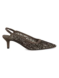 50MM Mesh Slingback Pumps