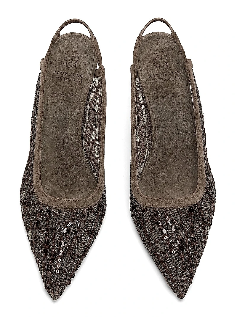 50MM Mesh Slingback Pumps