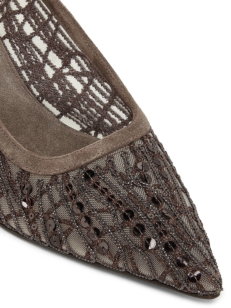 50MM Mesh Slingback Pumps